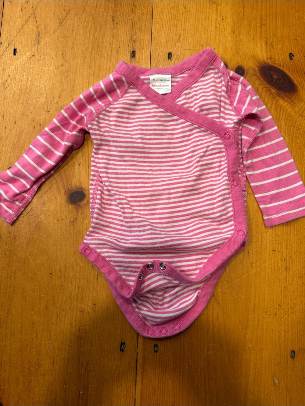 Hannah Andersson Pink Striped Infant Onesie Bodysuit organic cotton 6-12 months